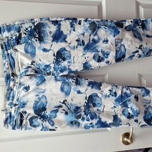 Q women's Chico's floral stretch plus size denim jeans size 16